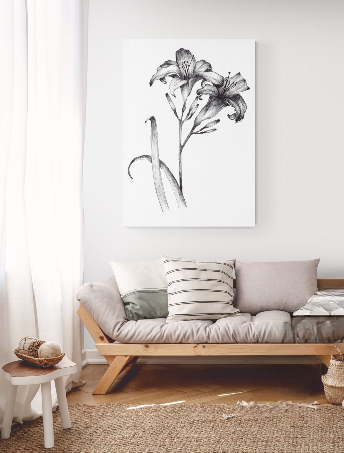 Pair of Black and White Day Lillies - Image 3