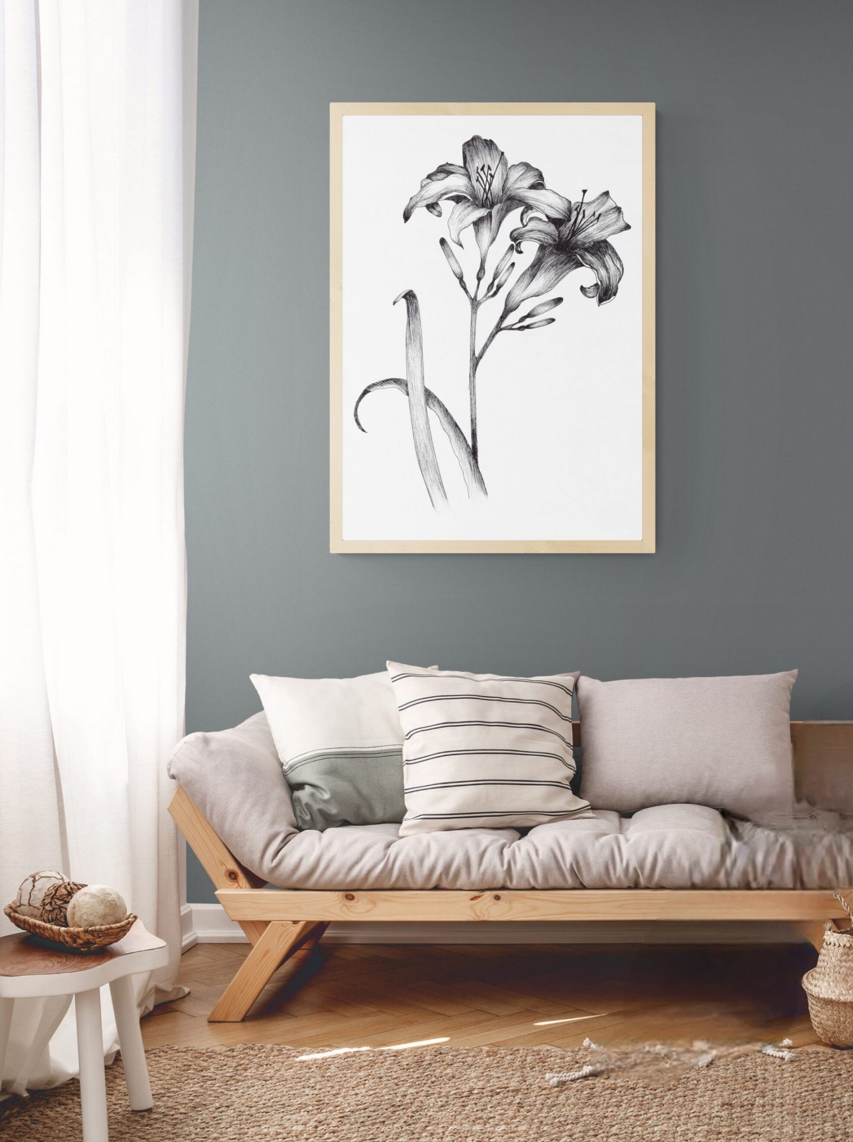 Pair of Black and White Day Lillies