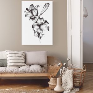 Black and White Flowers and Bud