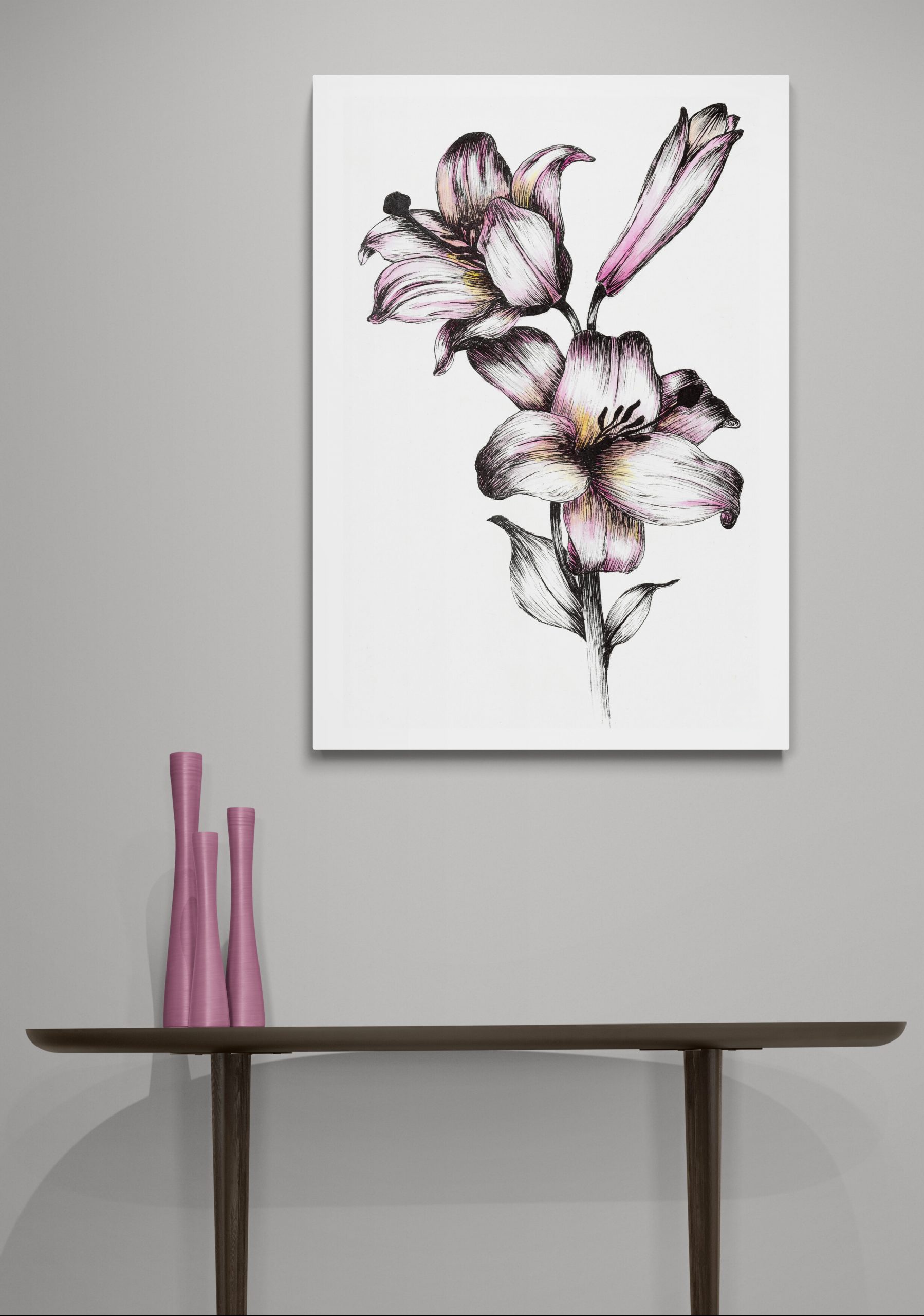 Pink Flowers and Bud - Image 2