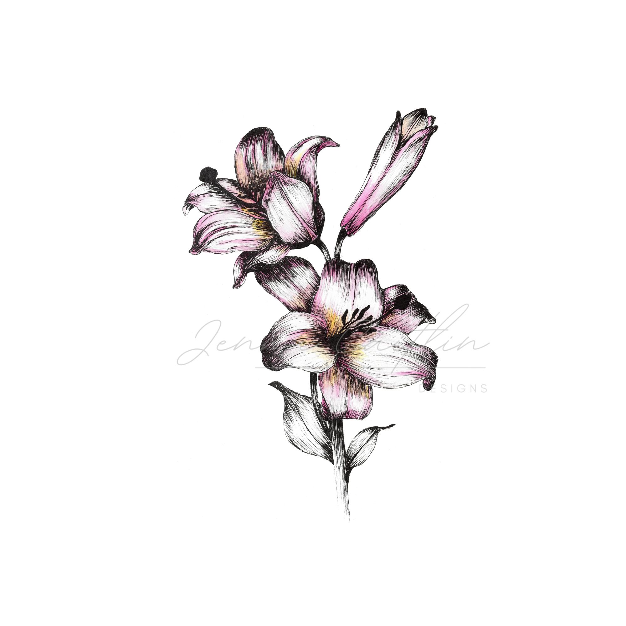 Pink Flowers and Bud - Image 4