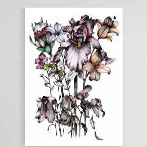 Protea and Iris Watercolour Bouquet