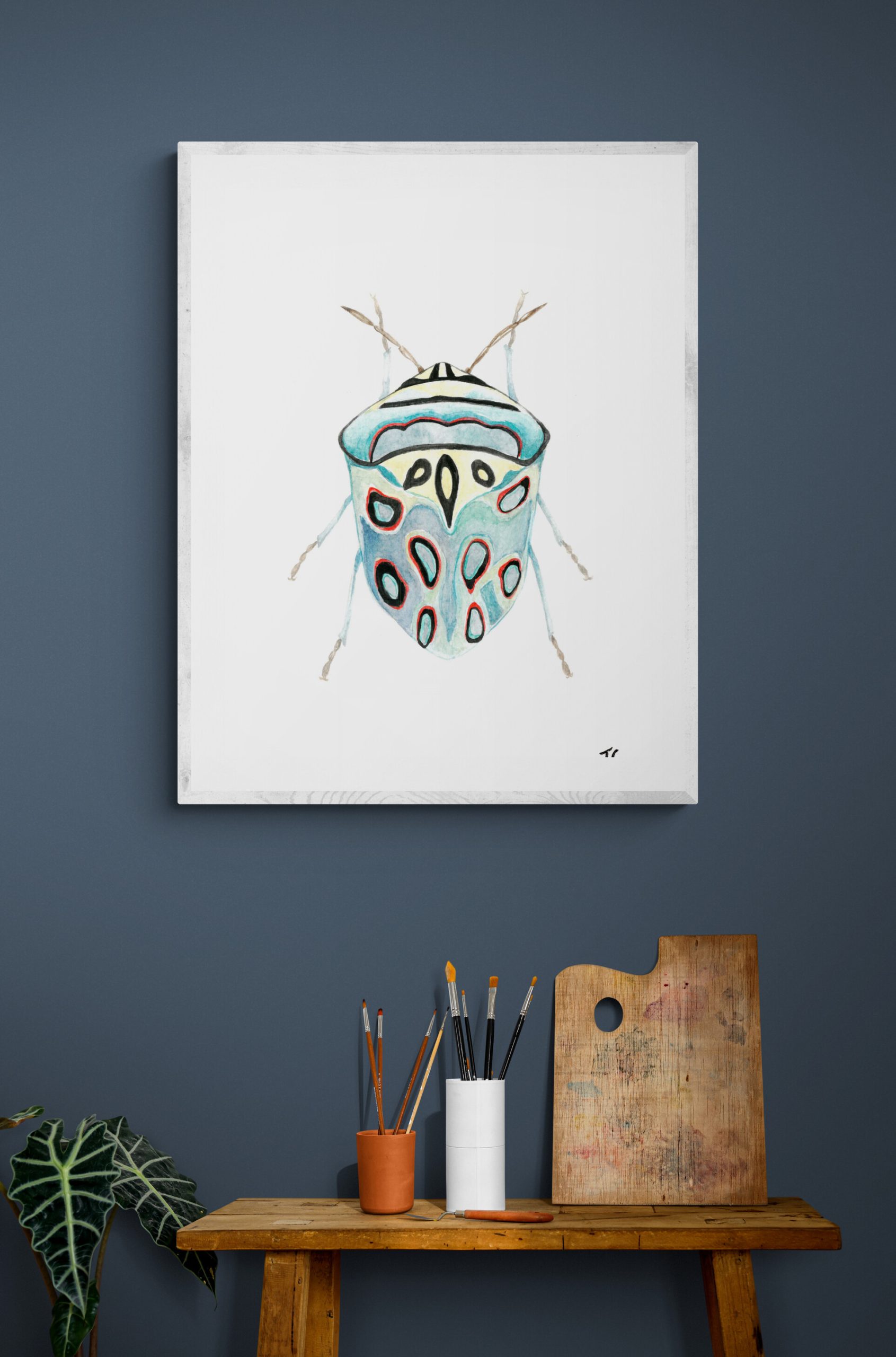 Watercolour Blue Beetle